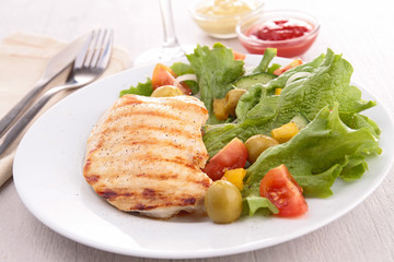 chicken breast and salad