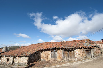 Obraz premium Old stone houses in San Millan de Lara, Burgos Province, Spain.