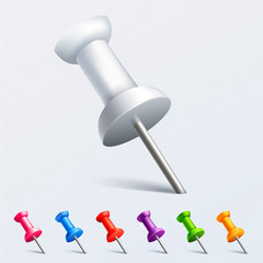 Set of 7 paper pins in different colors