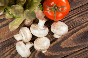 Fresh vegetables on a wooden table