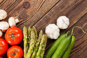 Fresh vegetables on a wooden table