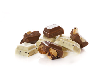 slices of white and dark chocolate