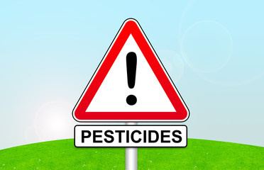panneau attention pesticides - 49729922