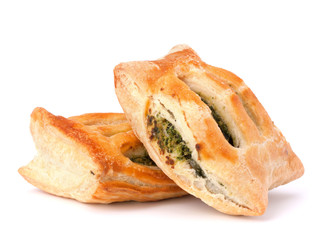 Puff pastry bun isolated on white background.