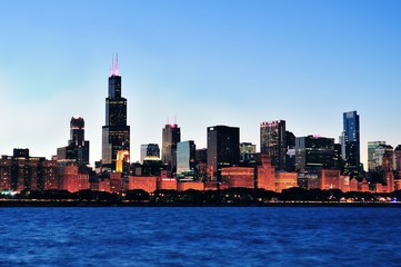 Chicago skyline at dusk