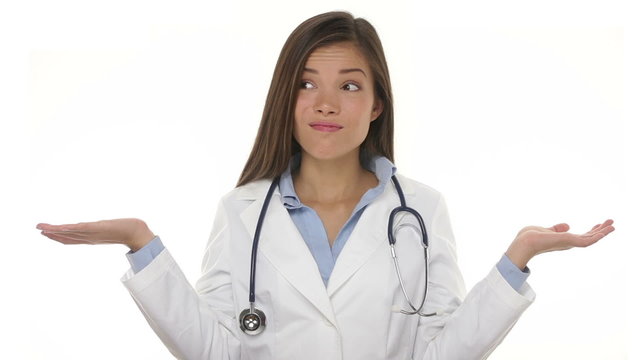 Medical doctor negative shrug and doubt
