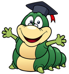 illustration of Cartoon worm professor