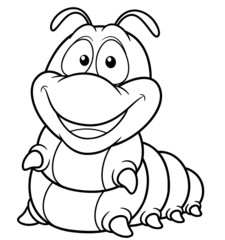 illustration of Cartoon worm - Coloring book