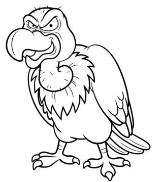 illustration of Cartoon vulture - Coloring book