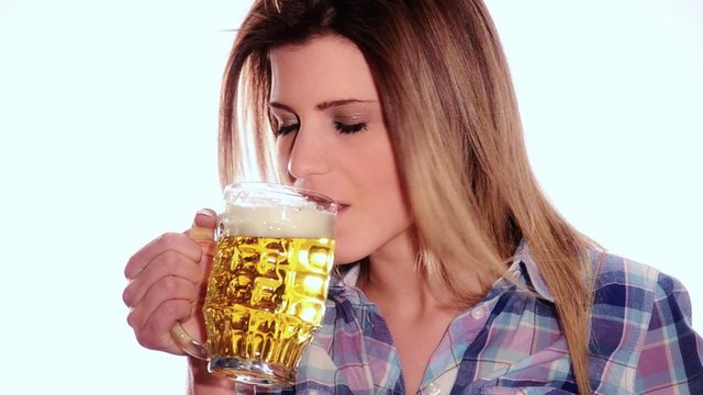 cute girl drinking a beer