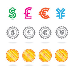 Set of vector signs world currency
