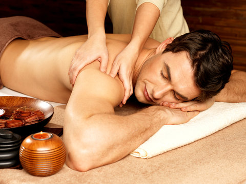 Man having massage in the spa salon