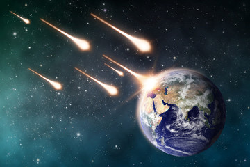 Obraz premium meteorite impacts the Earth space scene