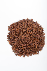coffee beans close up isolated on white