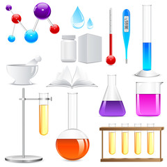 vector illustration of Laboratory glassware with colorful liquid