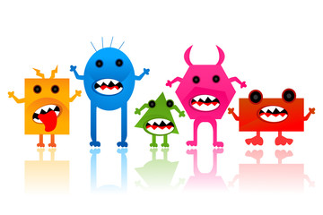 vectorillustratie van verzameling cartoon alien en monster