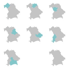 Fototapeta na wymiar Mapy na 7 + Bawaria Dzielnice bawarskich Mapa