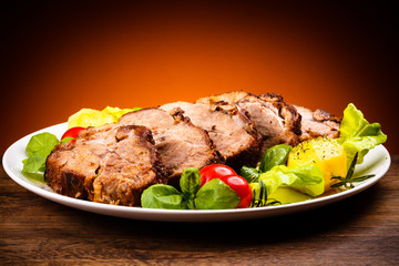 Roasted meat and vegetables
