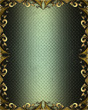 Abstract Green Background With Gold Pattern On The Edges