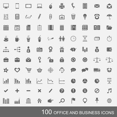 Set of 100 business and office icons.