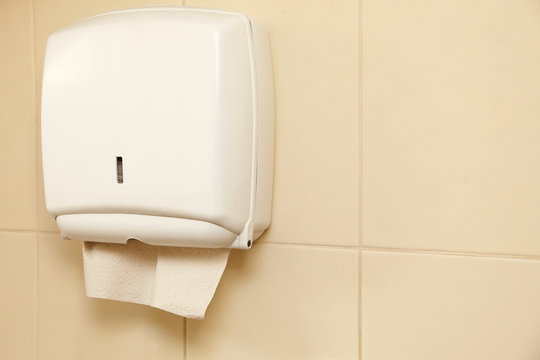 Paper towel dispenser in the bathroom