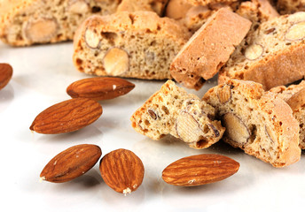 Aromatic cookies cantuccini isolated on white