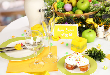 Serving Easter table close-up