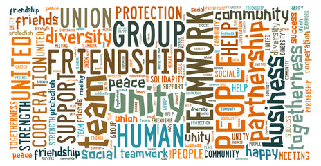The words cloud of unity concept