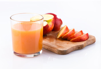 glass of juice  and  apple