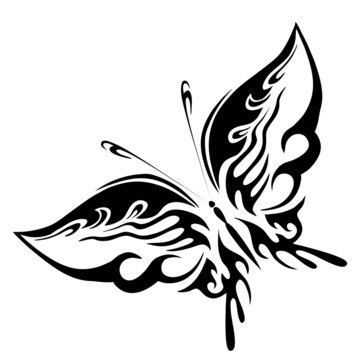 Vector illustration - black butterfly on a white background