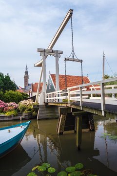 Ancient bridge in the Dutch village Edam