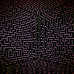 dark shaded three dimensional technology maze