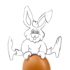 lapin sautant sur un oeuf