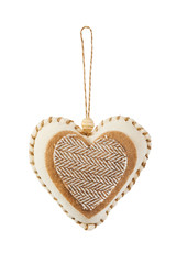 Decorative fabric heart isolated on white