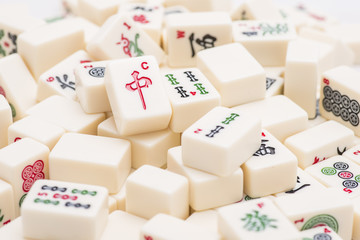 Mahjong board game pieces - 49744188