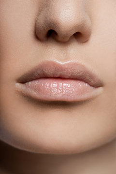 close-up of beautiful womanish lips