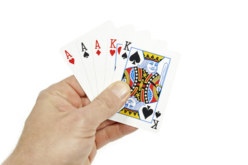 Poker player holding full house