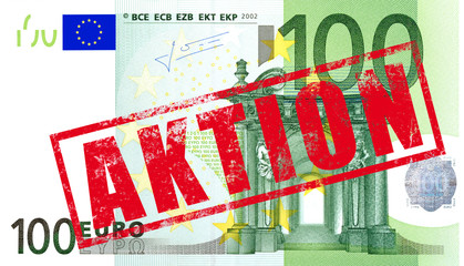100 Euro Geldschein mit Stempel "Aktion"