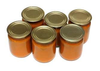 vegetable paste in glass jars