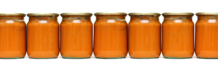 vegetable paste in glass jars