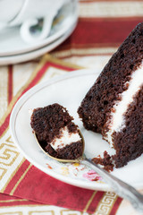 Piece of rich chocolate cake