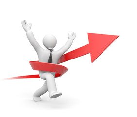 Businessman running to success