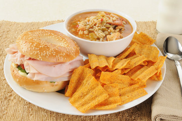 Ham sandwich with chicken gumbo