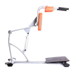 Orange hydraulic exerciser. Isolated on white