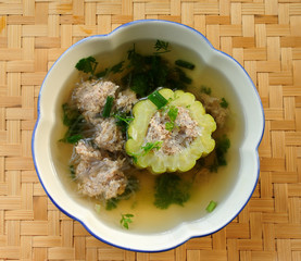 Bitter Gourd Soup with Pork in a Bowl