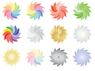 Fototapeta na wymiar set of spectrum and color flowers vector illustration