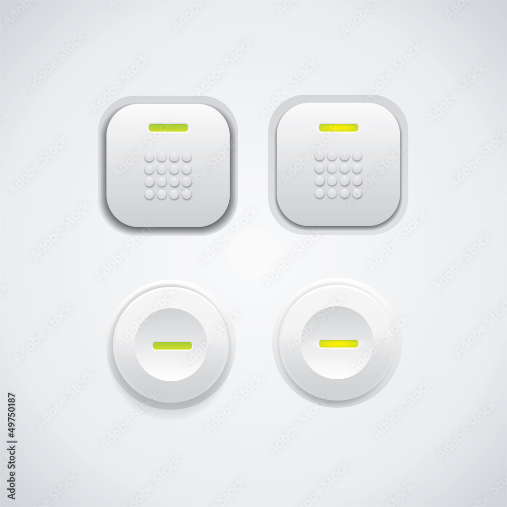 Poster rectangular and round buttons with led