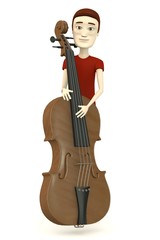 3d render of cartoon character with big violin