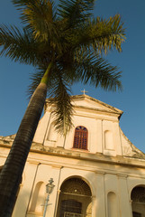 Fototapeta na wymiar Church and palm tree, Cuba