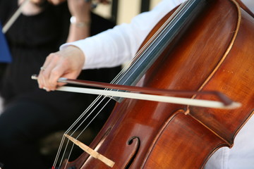 Playing cello, hand close up